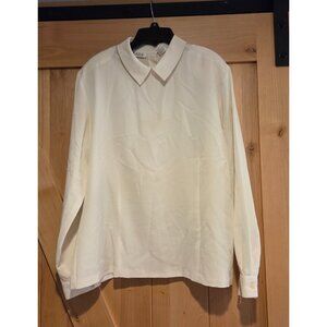 VTG Chaus Secretary Top Womens Sz 16 Polyester Collared Old Money Button Neck